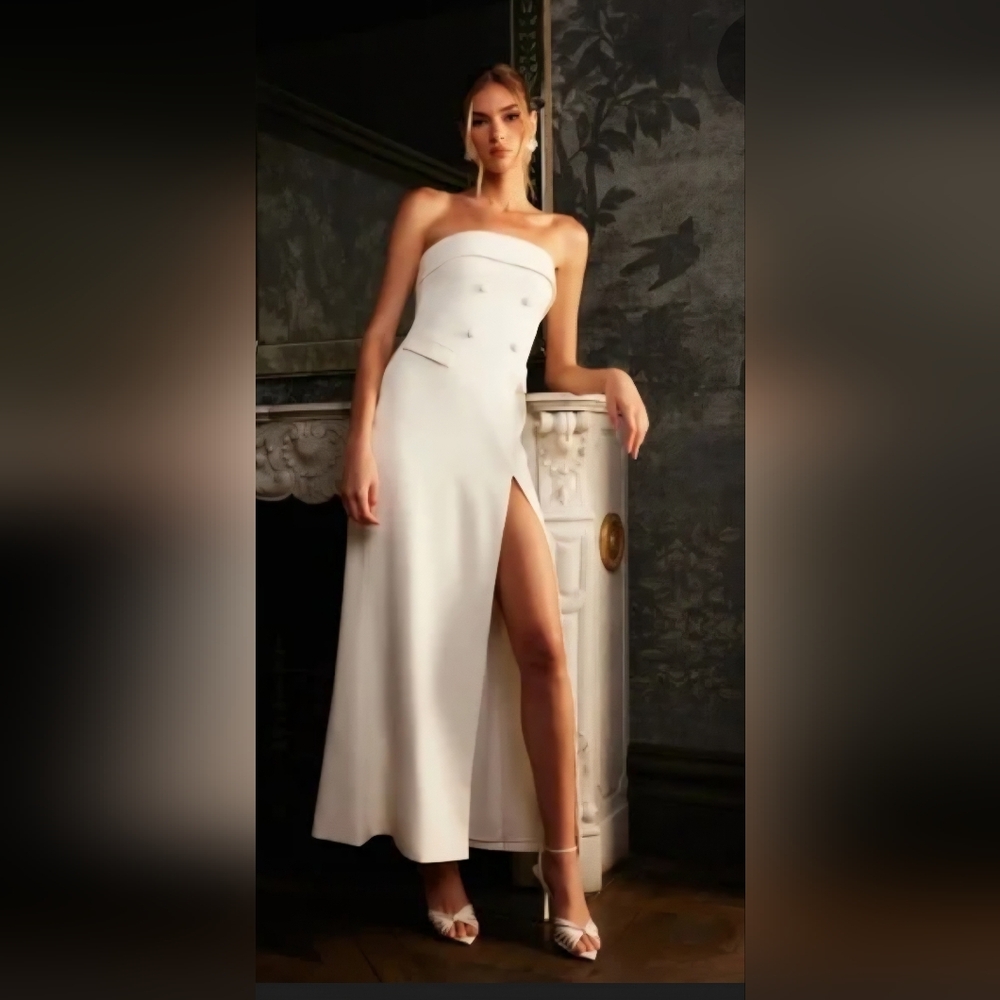 Meshki Abbie Strapless Suiting Maxi Dress NWT, Event Bridal Elegant